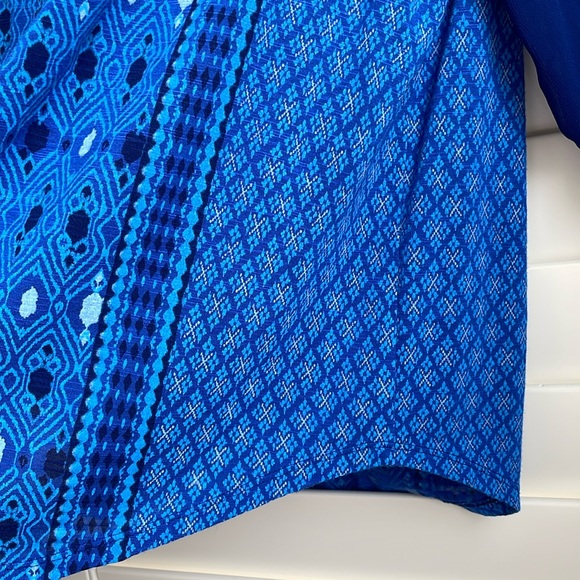 Lucky Brand women’s blue boho 3/4 sleeve pullover button up tunic top EUC - Picture 10 of 14
